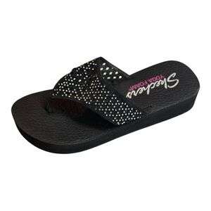 Skechers Yoga Form Black Thong Sandals Size 8